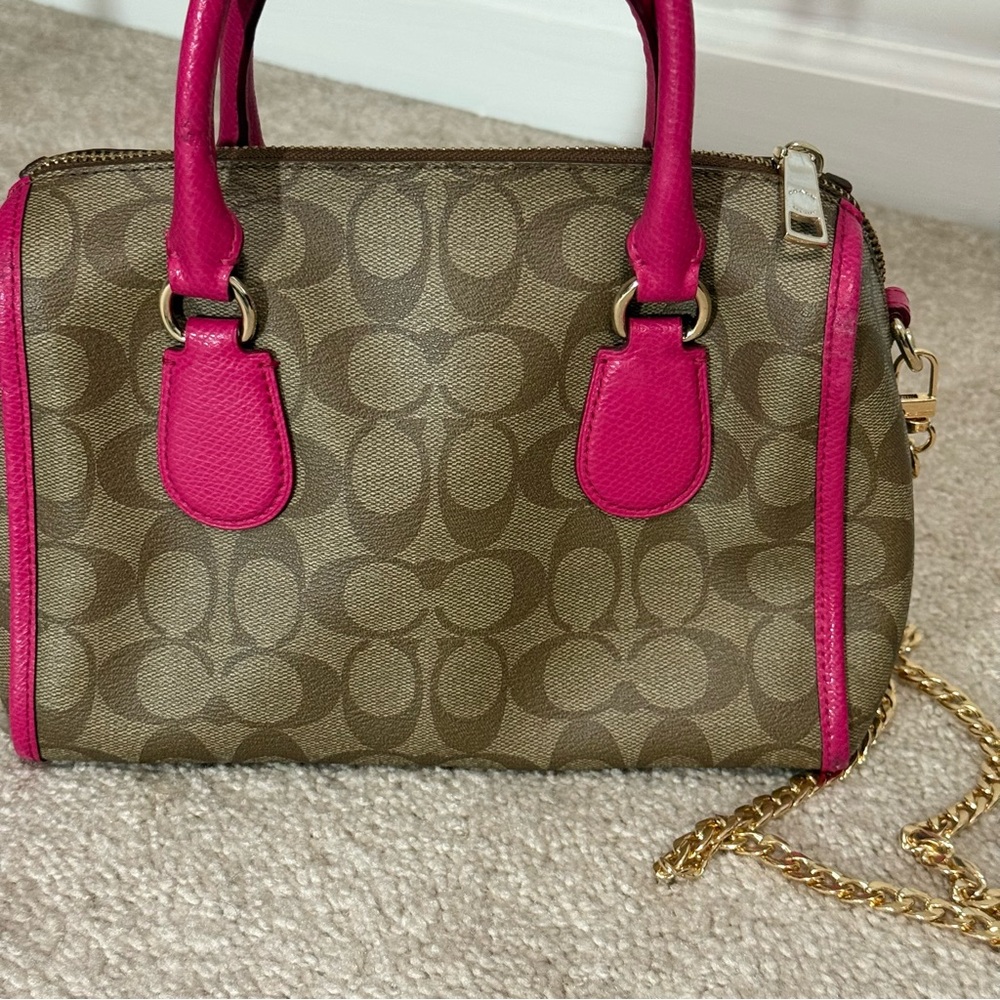 Coach Signature Bennett Brown and Pink Mini Satchel - Picture 5 of 16